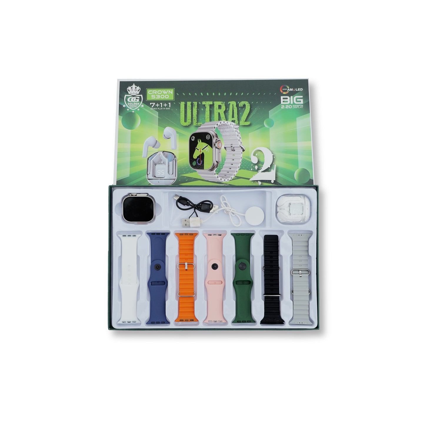 Buy Crown S300 Ultra 2 Smart Watch With Earpods And 7+1+1 Straps At Best Price In Pakistan - Qureshi Products